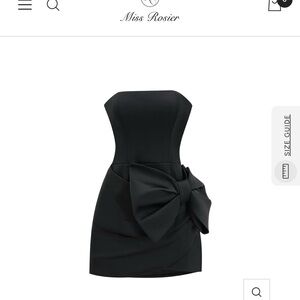 Miss Rosier Elegant Black Strapless Dress with Bow